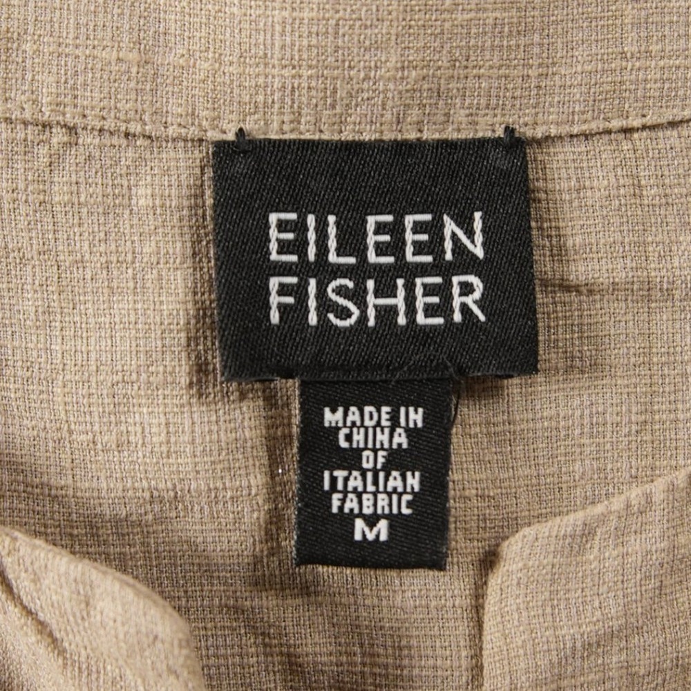 Eileen Fisher Italian Linen Blend Button Front Women Blouse M Long Sleeve Boho - Picture 4 of 15